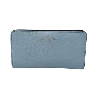 Kate Spade New York Continental Wallet Pebbled Leather Pale Blue -‎ READ